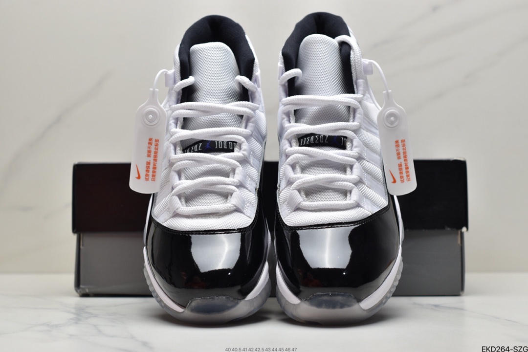 380 Air Jordan 11 25th Anniversary”Concord”AJ11代迈克尔·乔丹高帮运动文化篮球鞋“OG康扣黑白冰蓝”378037-100