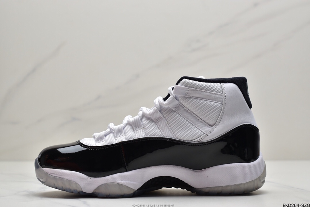 380 Air Jordan 11 25th Anniversary”Concord”AJ11代迈克尔·乔丹高帮运动文化篮球鞋“OG康扣黑白冰蓝”378037-100