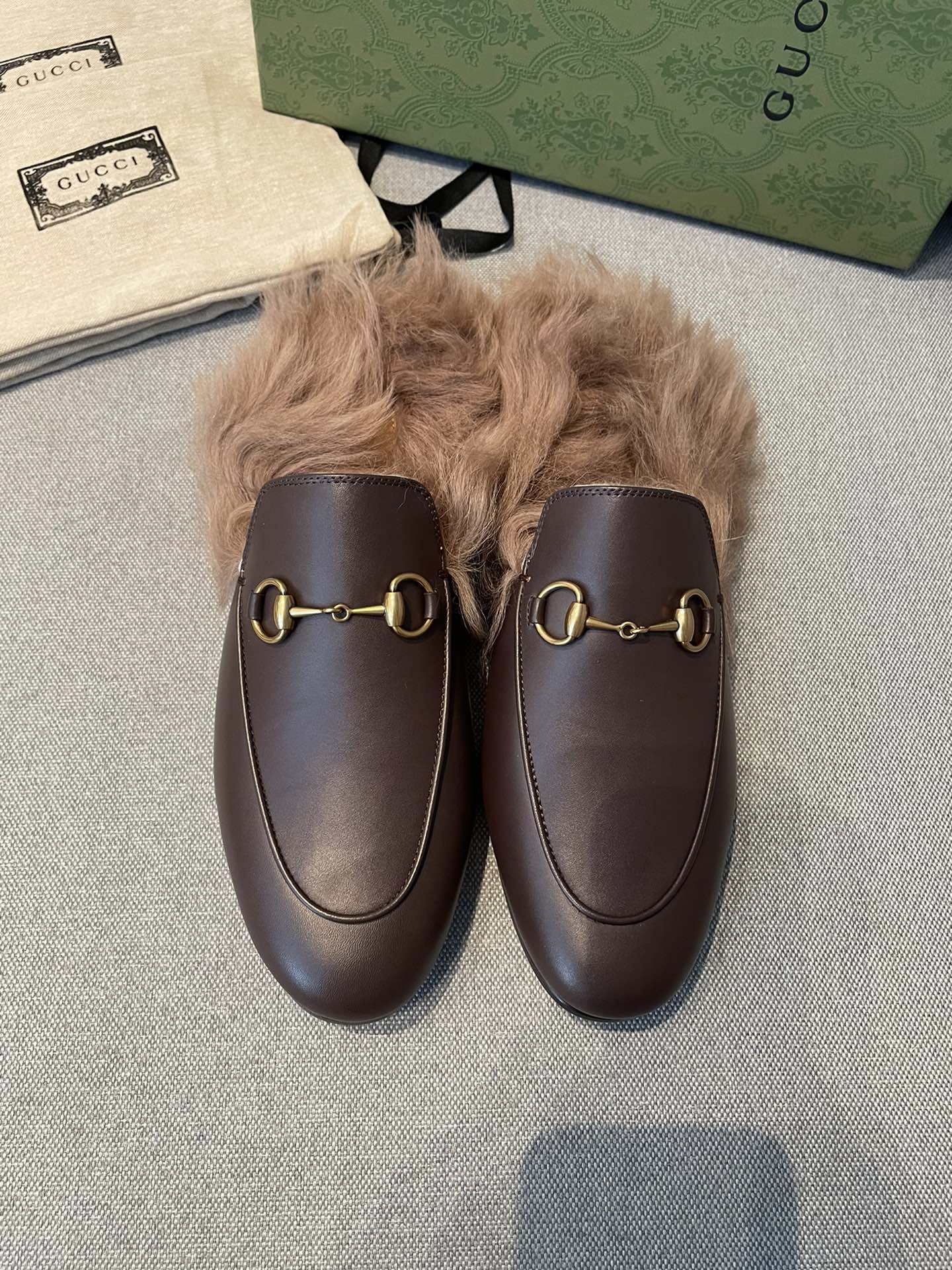 Gucci Nero Tutto rame Pelle di vitello bovina Cuoio genuino Velluto Lana