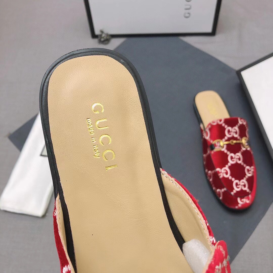 Gucci Men's Red Velvet Princetown Mules with Horsebit Detail, Summer 2021 7 i1629997274 2687 5