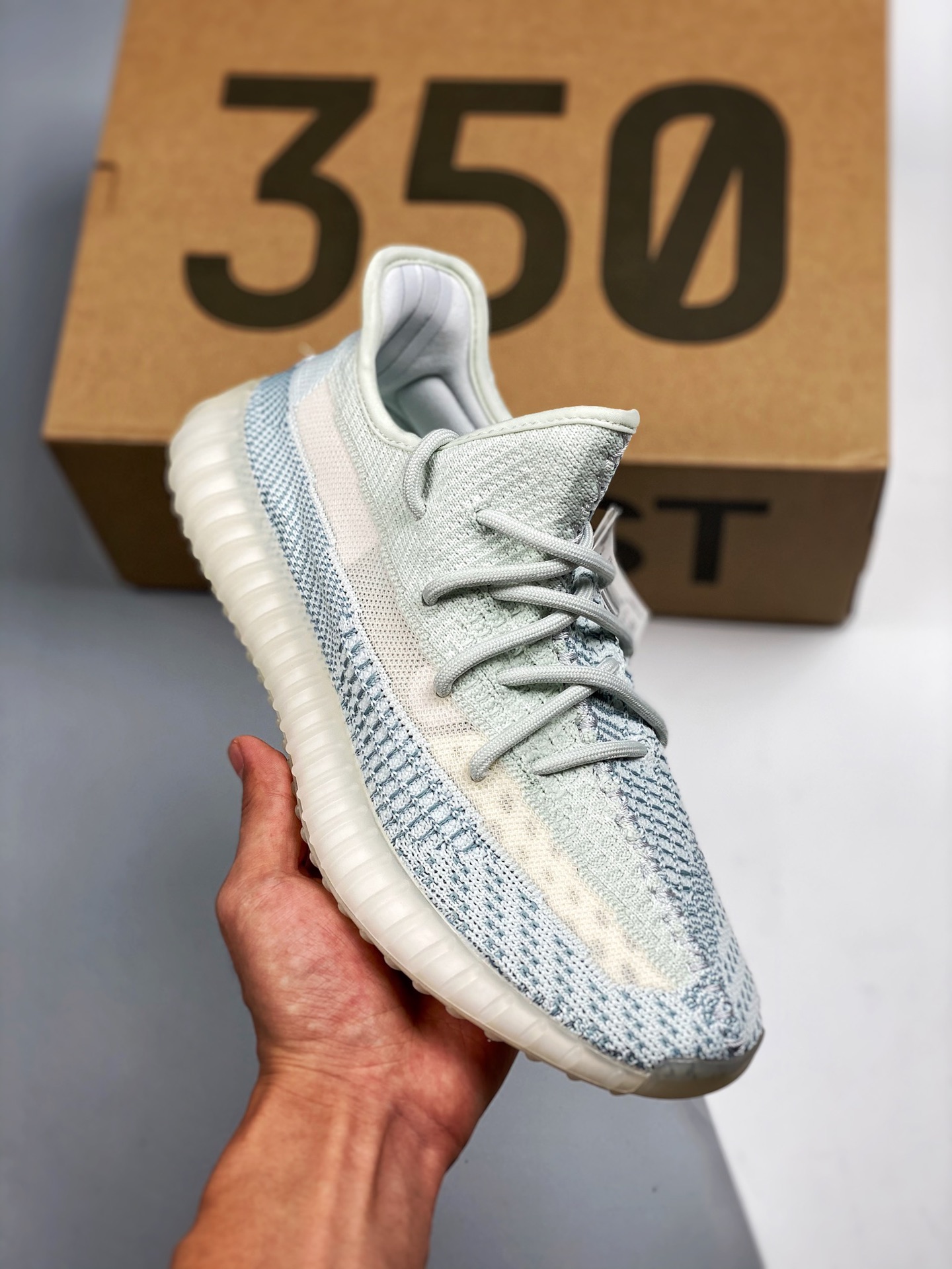 Suministro exclusivo de canal, versión pura original que pasa la verificación Yeezy 350V2 "Black" Azul hielo …