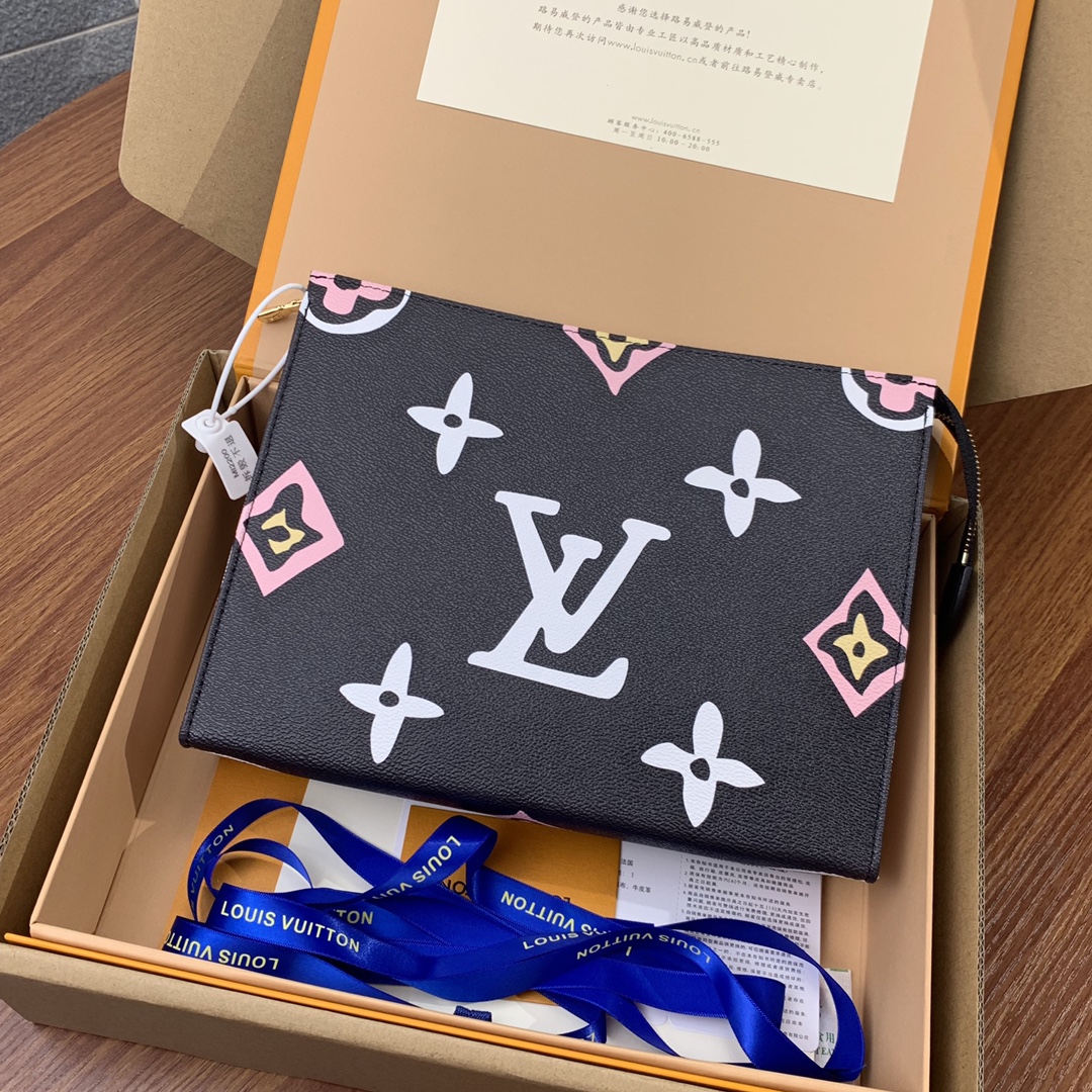 Louis Vuitton Clutches & Pouch Bags Monogram Canvas Cowhide Fabric Pouch M80751