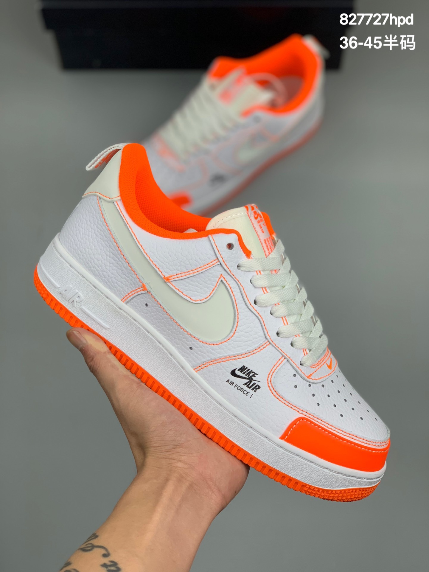  
公司级 Nike Air Force 1 Low Premium “Mirinda Orange”空军一号典经板鞋“美年达”
 侧面logo3M反光 全身光用白色荔枝纹与橙色纹移膜革#走线采用橙色线条，犹如橙汁液体流于全鞋身，内全置掌air sole气垫，全改新良能机提拉计设后跟，放大LOGO印花，镂空钩内子腰细节。
货号：CV3039-103
尺码：36 36.5 37.5 38 38.5 39 40 40.5 41 42 42.5 43 44 44.5 45
编码：827727hpd