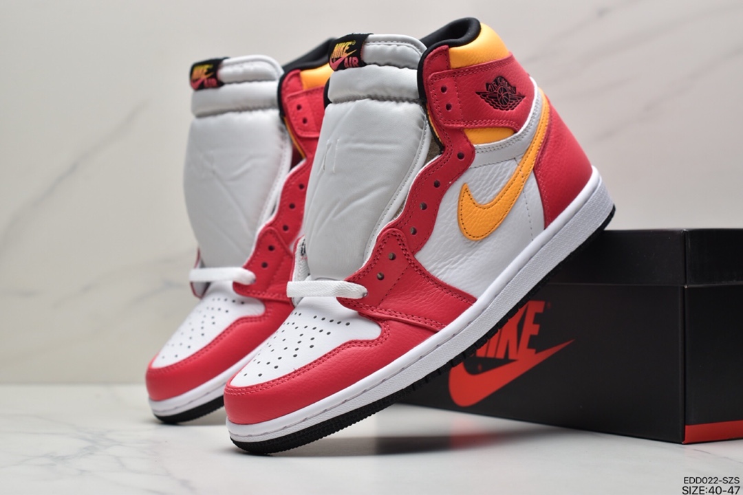 340 Air Jordan 1 Retro Hi OG  ” Light Fusion Red ” AJ1乔1 白黄粉  555088-603
