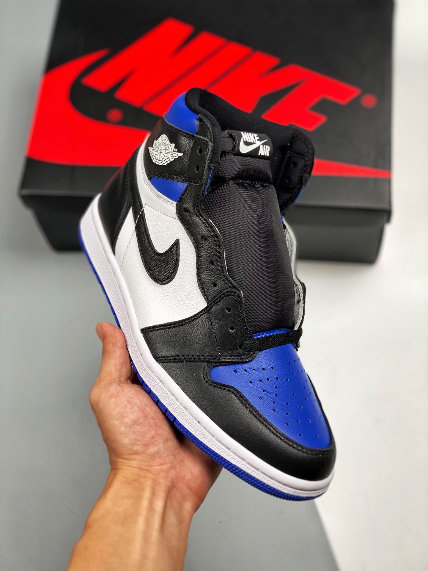 Air Jordan 1 Retro High OG azul y negro puntera, producción original de fábrica importante, techo de calidad en el mism…