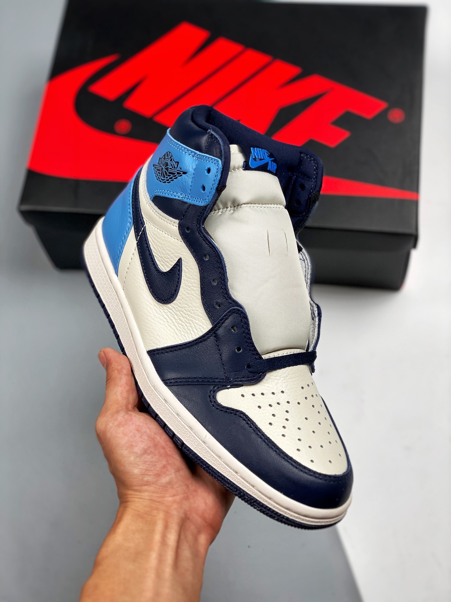 Air Jordan 1 "Obsidian" azul Carolina, obsidiana, producción original de fábrica importante, techo de calidad en el mis…