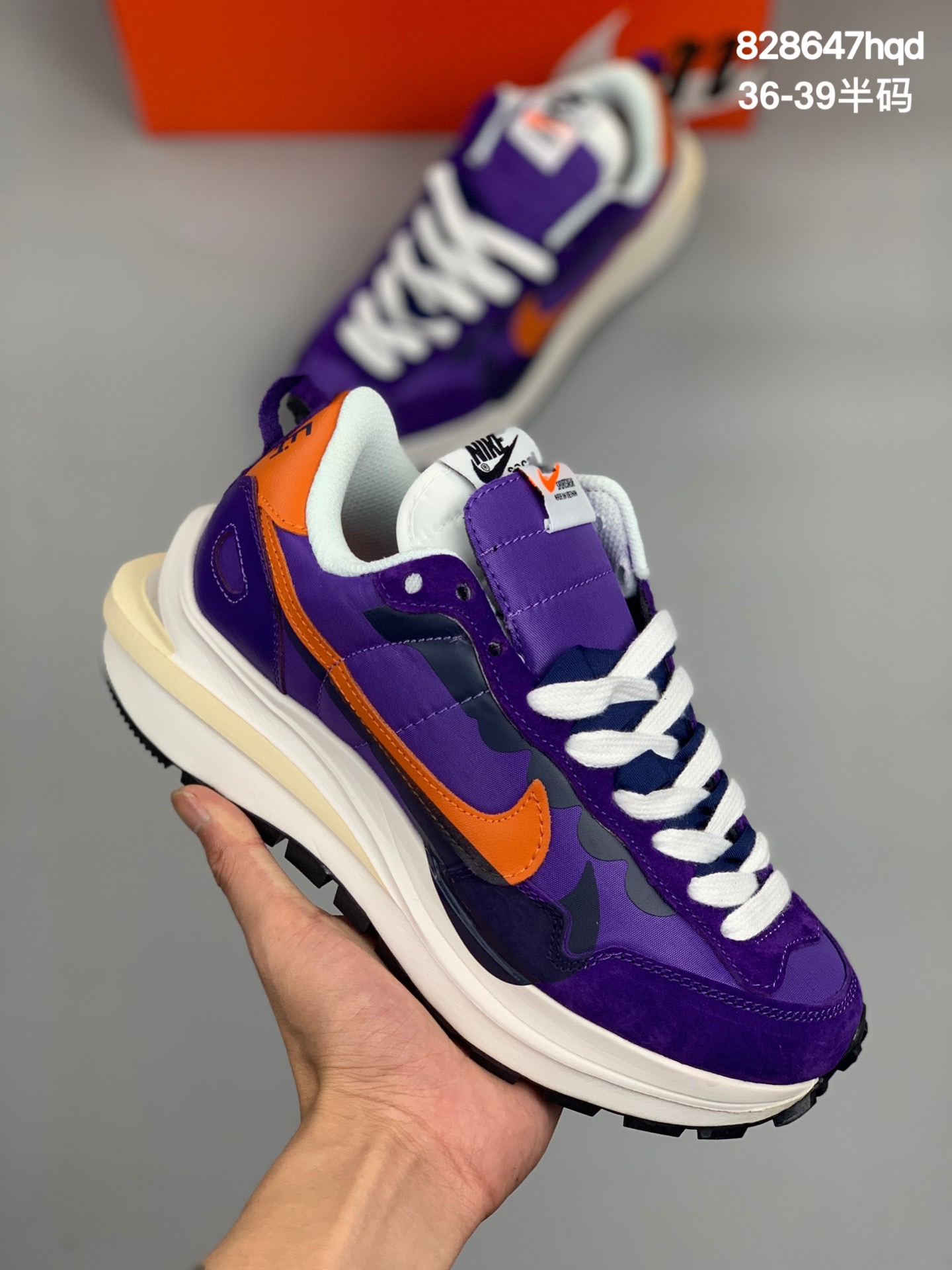 
一体 耐克Sacai X NIKe regasus vaporrly SP 华夫双勾三代3.0走秀 鞋身材质由翻毛皮和透气网布共同打造。熟悉的解构手法、重叠Swoosh、双重鞋舌、鞋带以及后跟SACAI字体都悉数保留，#最大亮点在于，本次鞋底变本加厉，层数更多!简直和巴黎世家的TripleS有一拼，增高效果妥妥的 货号：CV1363 
尺码：36-39半码
编码：828647hqd