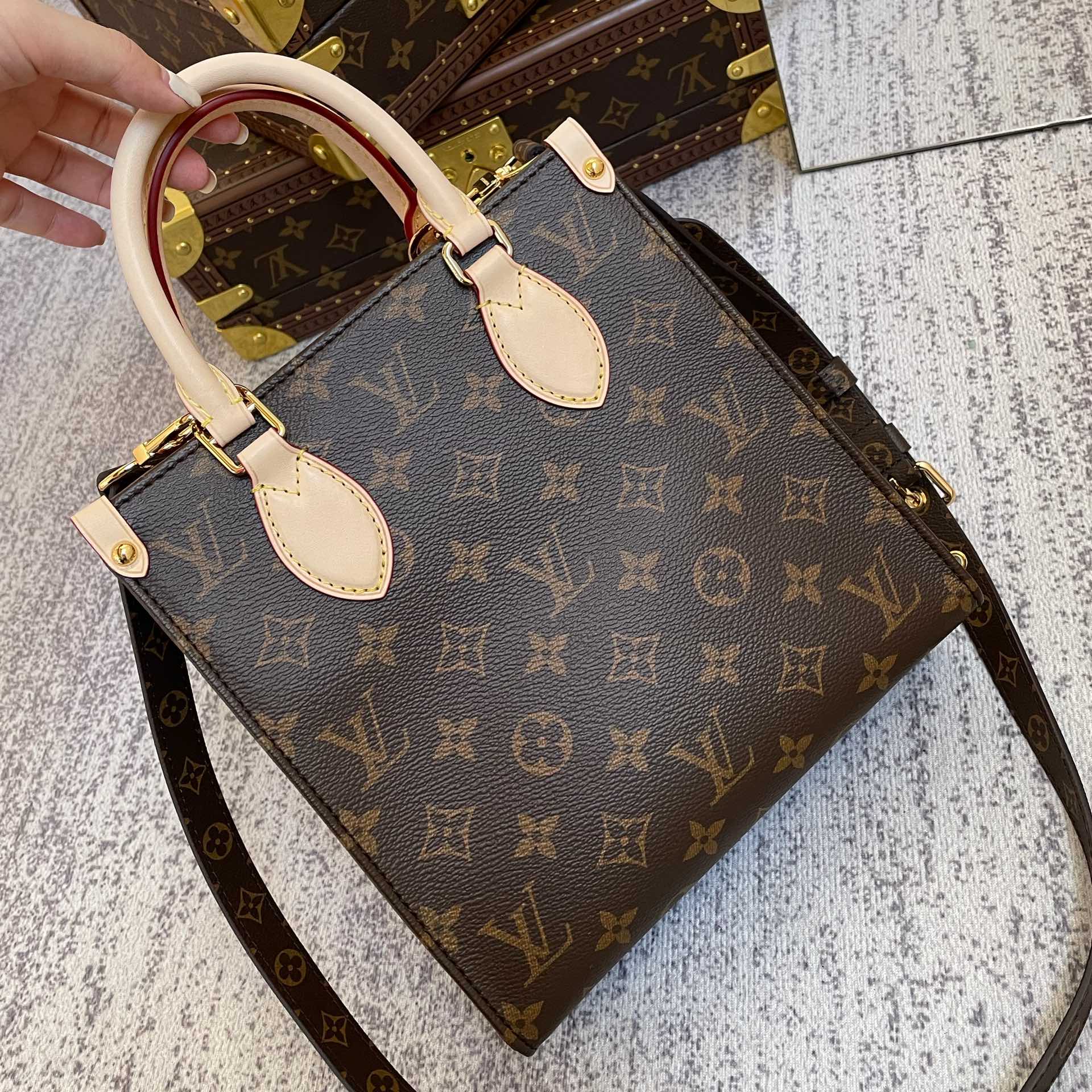 Louis Vuitton LV Sac Plat Bags Handbags Monogram Canvas Fabric