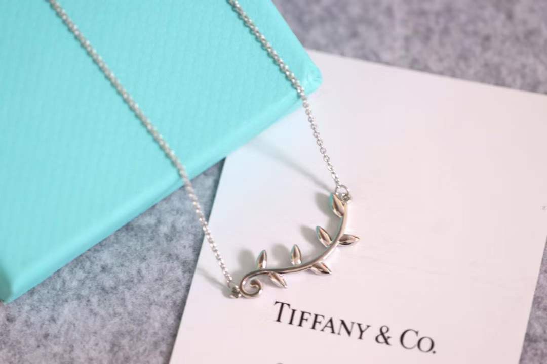 Tiffany & Co. Tiffany&Co.纯银 横版橄榄叶锁骨项链