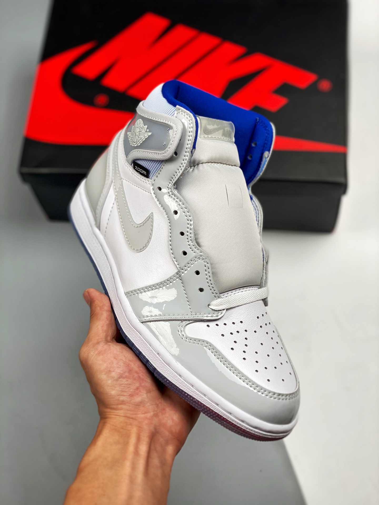 Air Jordan 1 Retro High OG blanco y azul, pequeño Dior, producción de fábrica original de alta calidad, el techo de cal…