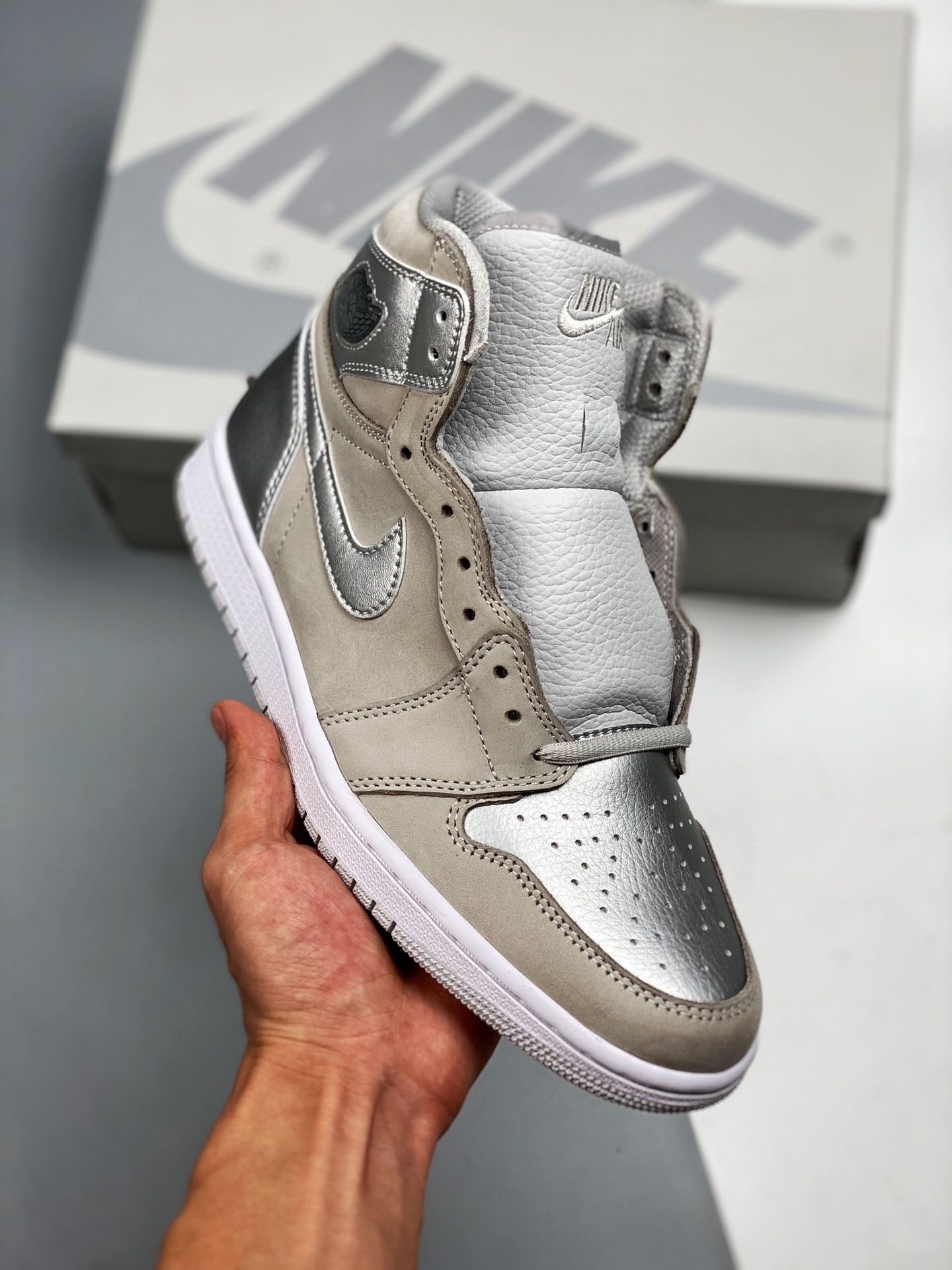 Air Jordan 1 Retro High OG gris plata, edición limitada de Japón, producción de fábrica original de alta calidad, el te…