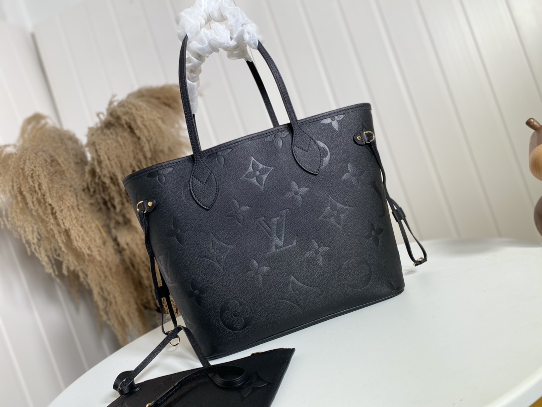 Louis Vuitton LV Neverfull Bags Handbags Black White Empreinte​ M45685