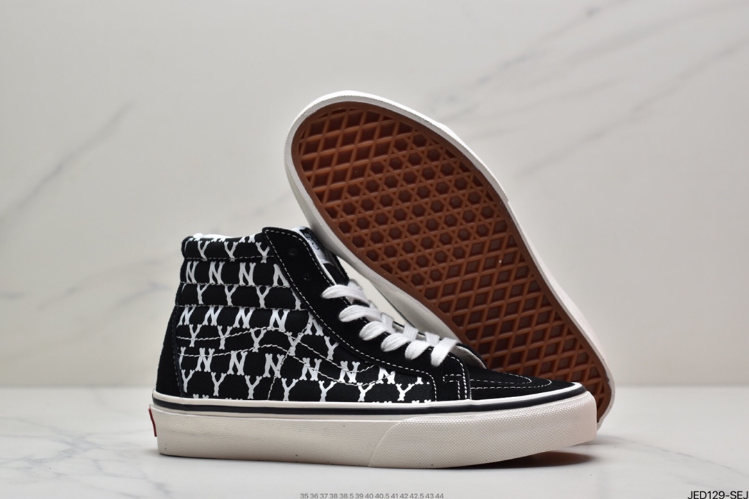 150 范斯Vans Sk8-Hi Vlt LX”Black/Beige/Multicolor LOGO”经典高帮帆布休闲运动硫化滑板板鞋