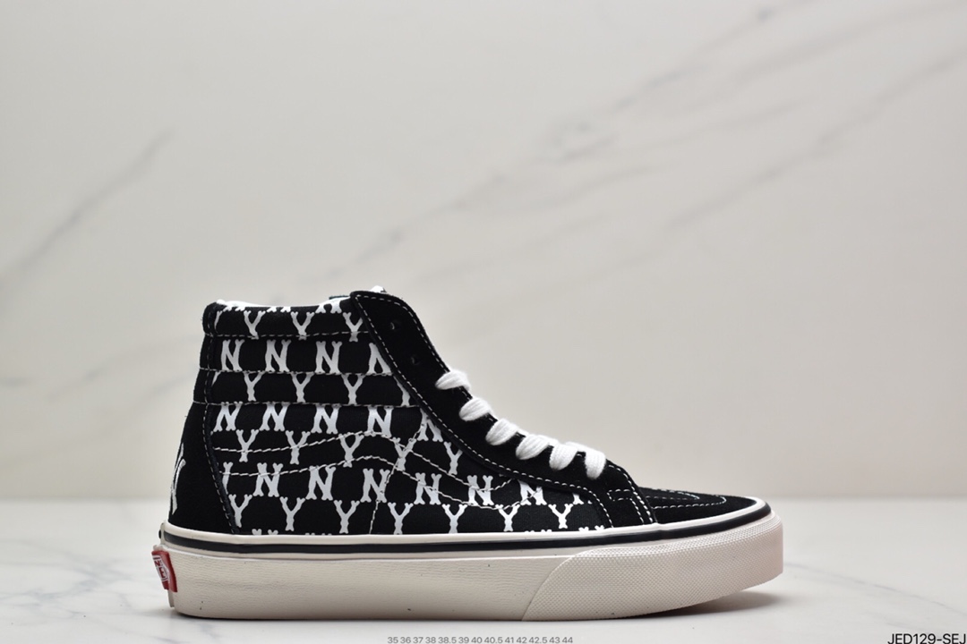 150 范斯Vans Sk8-Hi Vlt LX”Black/Beige/Multicolor LOGO”经典高帮帆布休闲运动硫化滑板板鞋