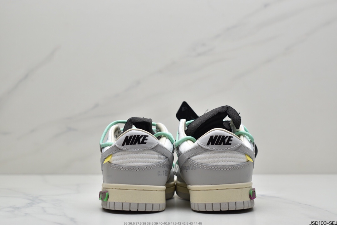 200 耐克Nike OFF-WHITE x Futura x Nike Dunk Low“21 of 50 三方联名白灰紫低帮休闲板鞋DM1602-106