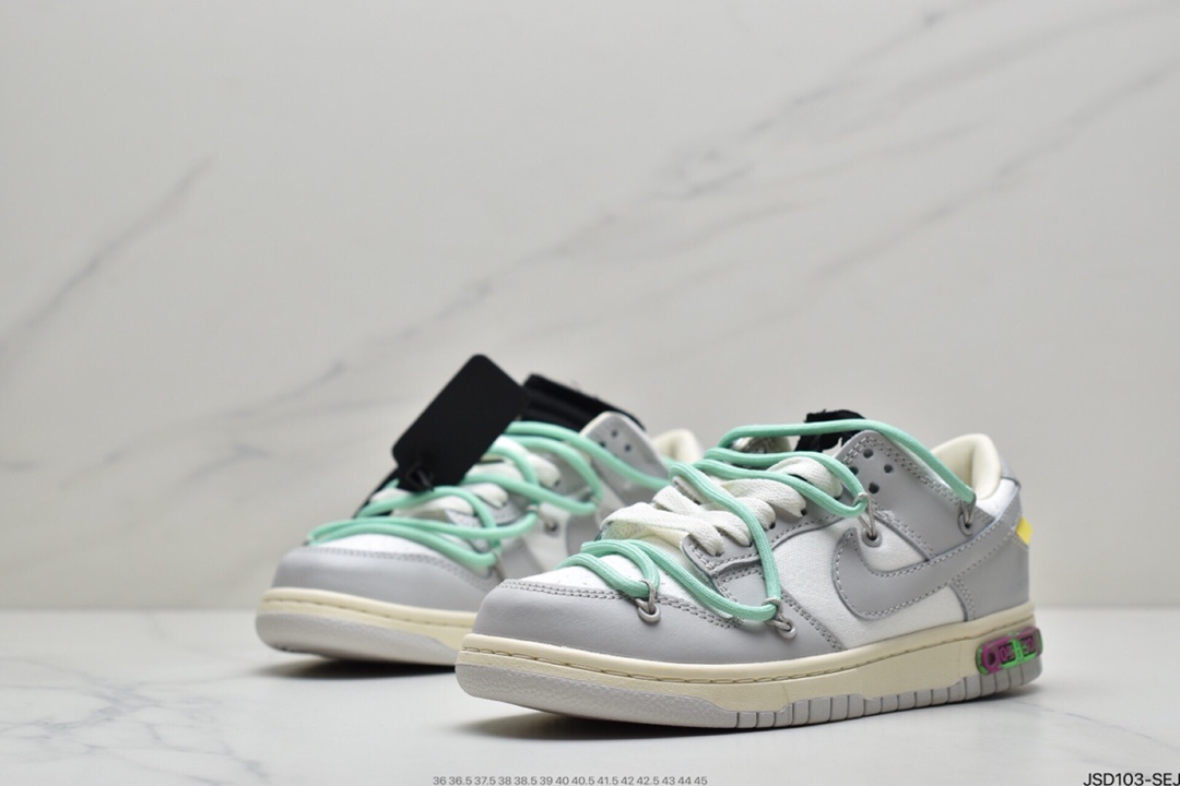 200 耐克Nike OFF-WHITE x Futura x Nike Dunk Low“21 of 50 三方联名白灰紫低帮休闲板鞋DM1602-106