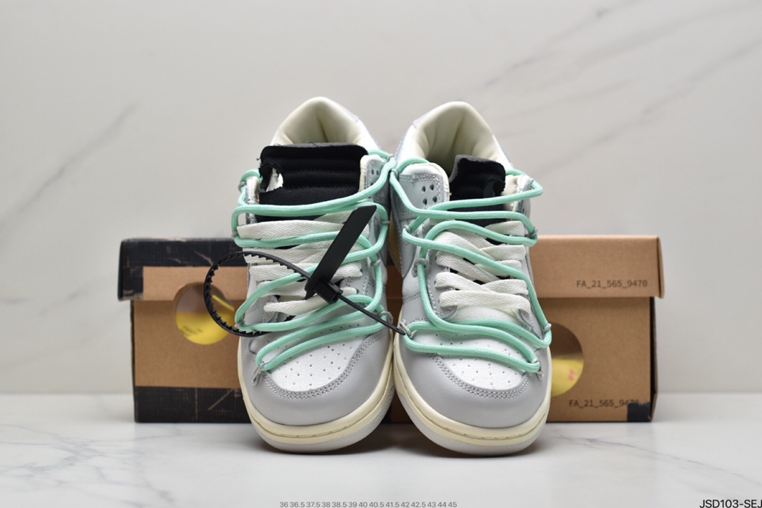 200 耐克Nike OFF-WHITE x Futura x Nike Dunk Low“21 of 50 三方联名白灰紫低帮休闲板鞋DM1602-106