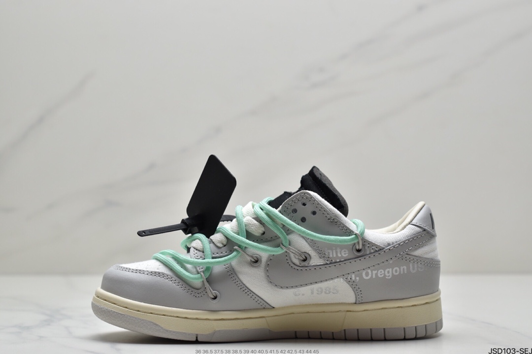 200 耐克Nike OFF-WHITE x Futura x Nike Dunk Low“21 of 50 三方联名白灰紫低帮休闲板鞋DM1602-106