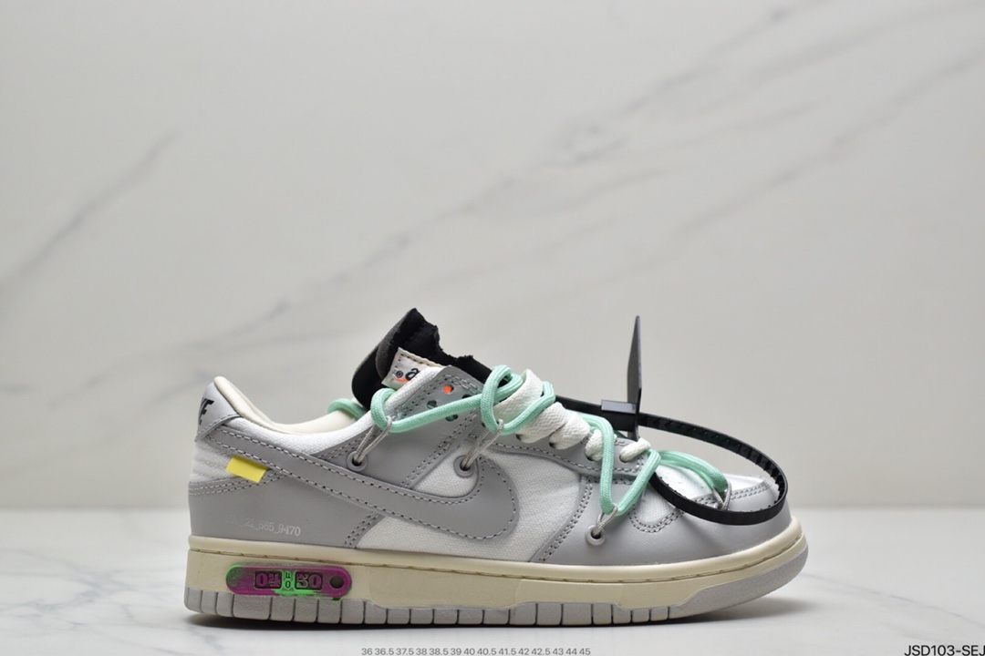 200 耐克Nike OFF-WHITE x Futura x Nike Dunk Low“21 of 50 三方联名白灰紫低帮休闲板鞋DM1602-106