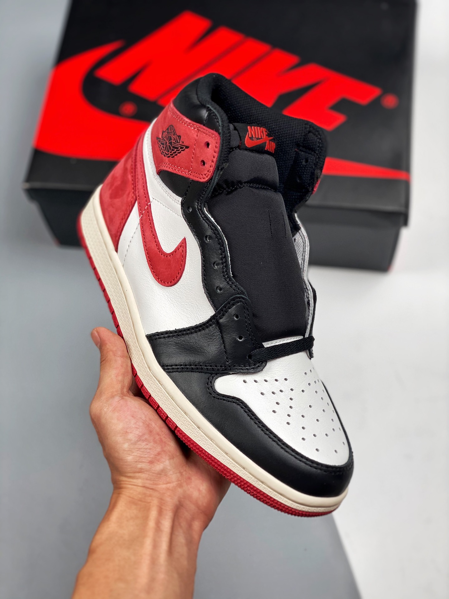Air Jordan 1 Retro High OG punta roja, combinación negro y rojo, producción de fábrica original de alta calidad, el tec…