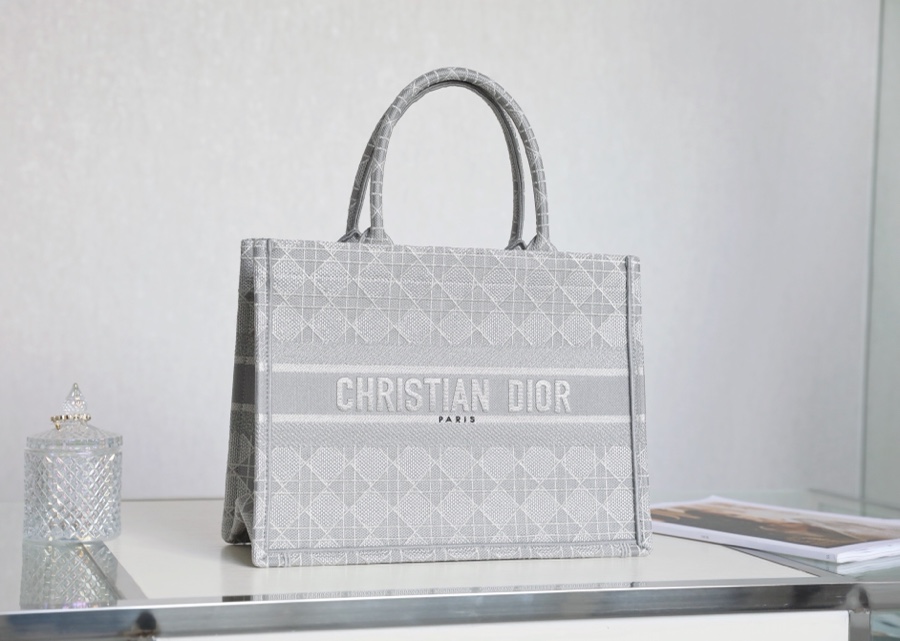 Dior Book Tote Handbags Tote Bags Grey Embroidery