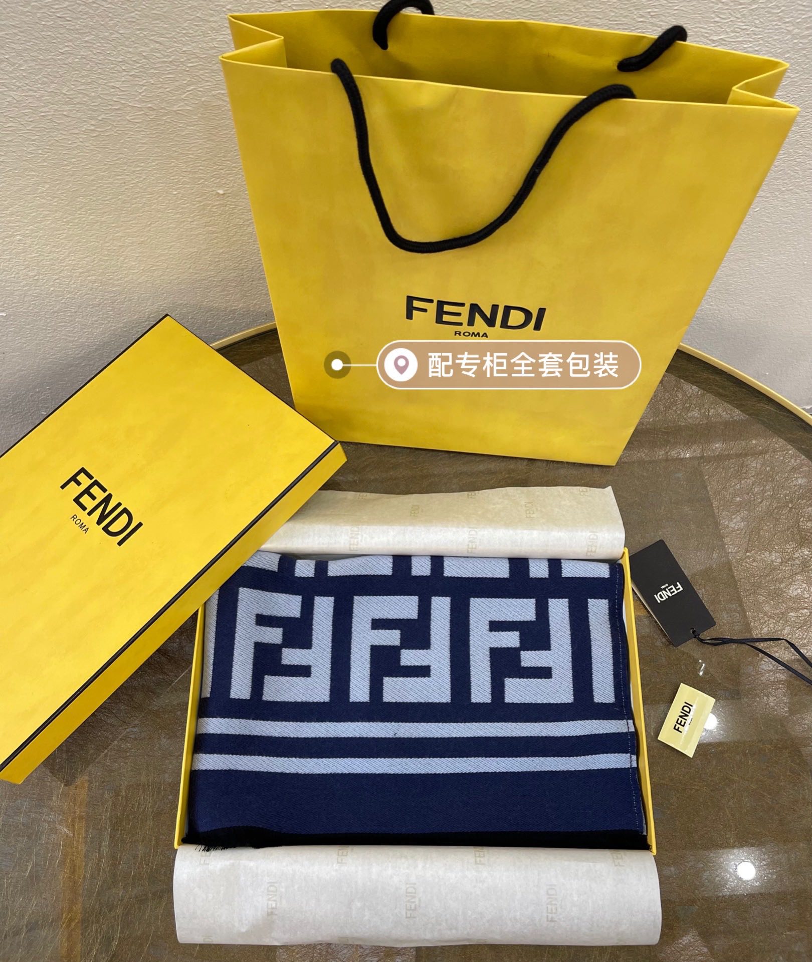 FENDI芬迪复古经典双FLogo围巾FXS424A3Q1F0UD6