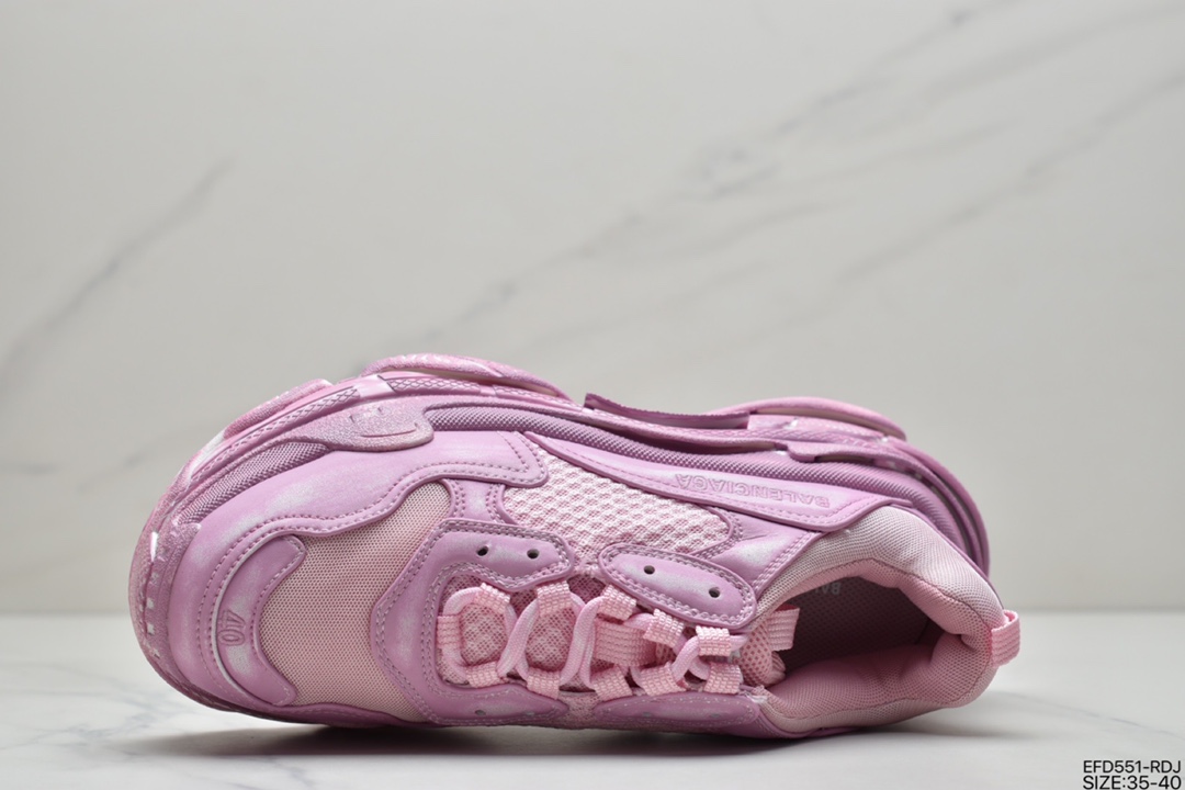 390 巴黎世家Balenciaga Triple S Clear Sole Sneaker”Pink/Brush”时装球鞋“浅粉做旧擦色”524039 W3CN3 5000