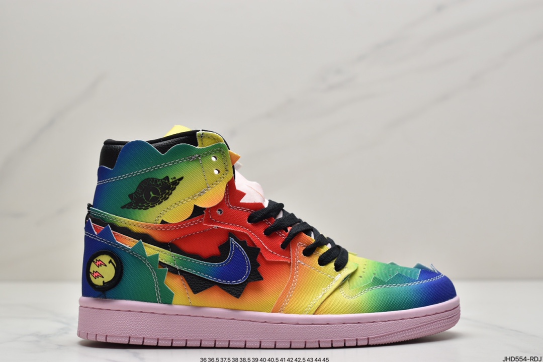 190  AJ1 x JBalvin雷鬼天王联名笑脸彩虹扎染美国雷鬼歌手JBalvin DC3481-800