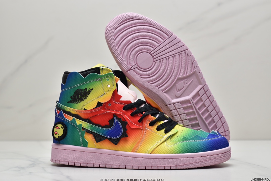 190  AJ1 x JBalvin雷鬼天王联名笑脸彩虹扎染美国雷鬼歌手JBalvin DC3481-800