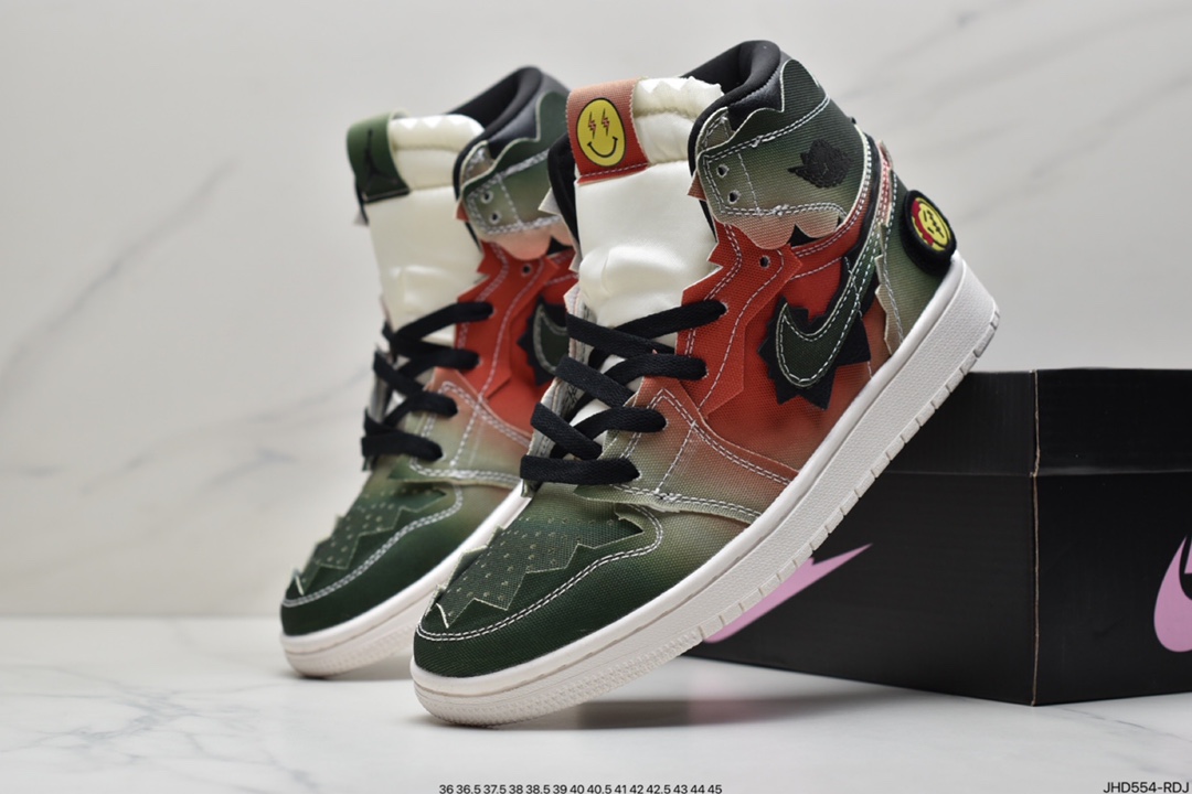 190  AJ1 x JBalvin雷鬼天王联名笑脸彩虹扎染美国雷鬼歌手JBalvin DC3481-800