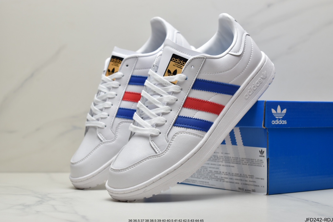 170 阿迪达斯 Adidas Originals Team Court 白蓝 三叶草复古经典百搭休闲运动板鞋EF6053