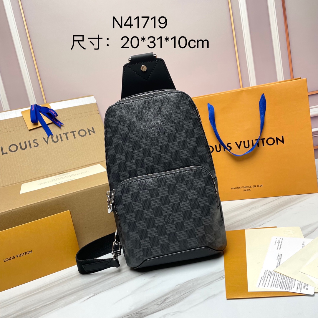 Louis Vuitton LV Avenue Crossbody & Shoulder Bags Black Grid Weave Damier Graphite Canvas Cowhide Fabric Casual M41719