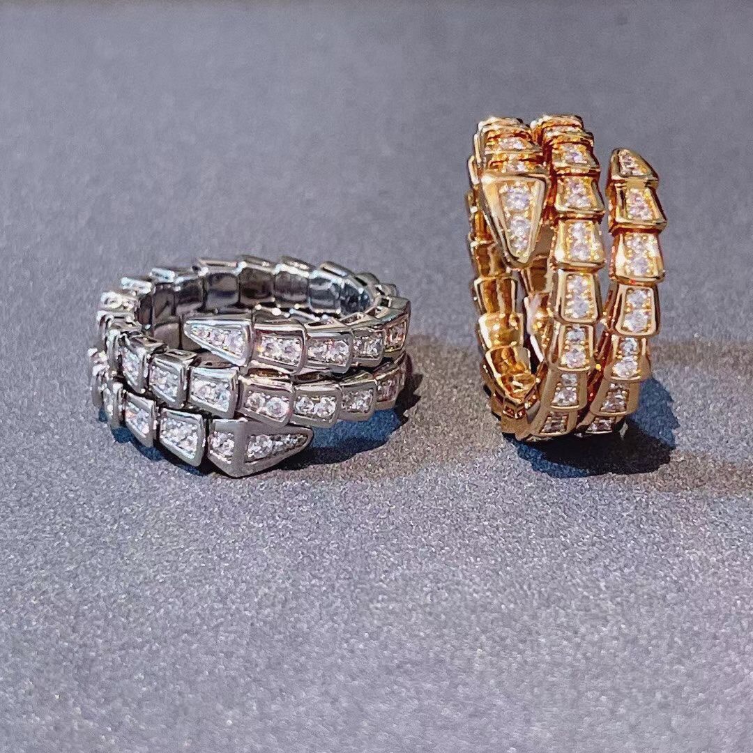 NO:515476,Bulgari Ring New narrow version of snake three-ring full diamond ring Rose gold Platinum S.M, Bulgari Ring, bvlgari,ring19860909宝格丽戒指 新款窄版蛇三圈满钻戒指 玫瑰金 白金 码号S.M,宝格丽戒指,bvlgari,ring,Jewelry