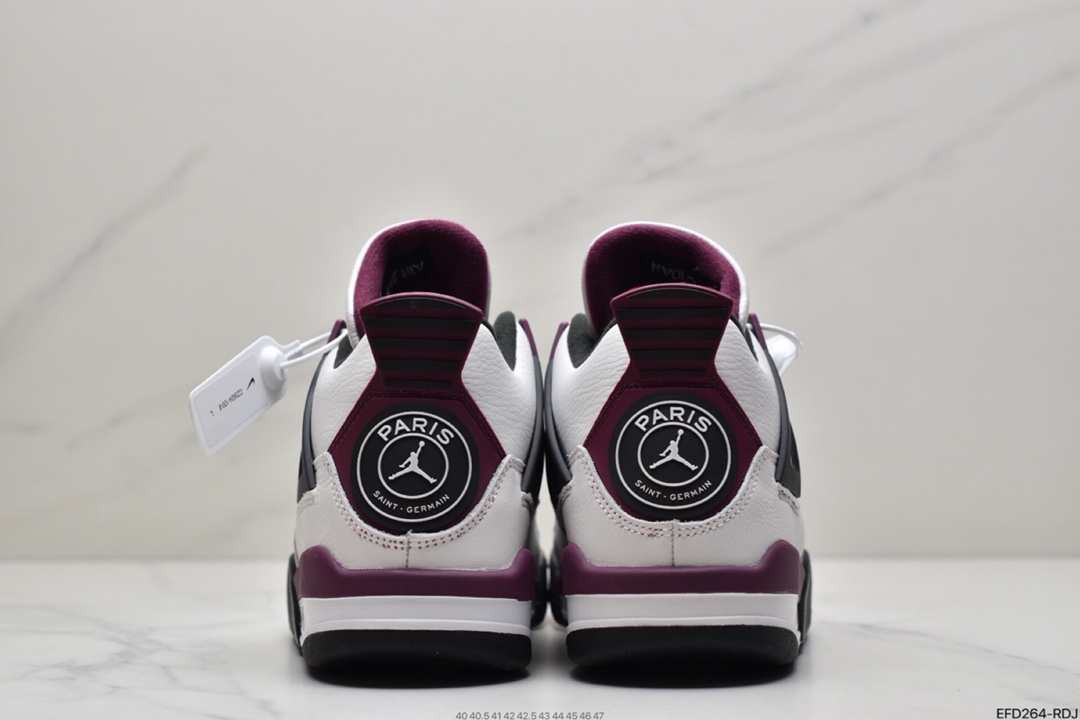 390 乔丹Air Jordan AJ4 Retro PSG 大巴黎白紫红色 巴黎圣日尔曼联名 CZ5624-100