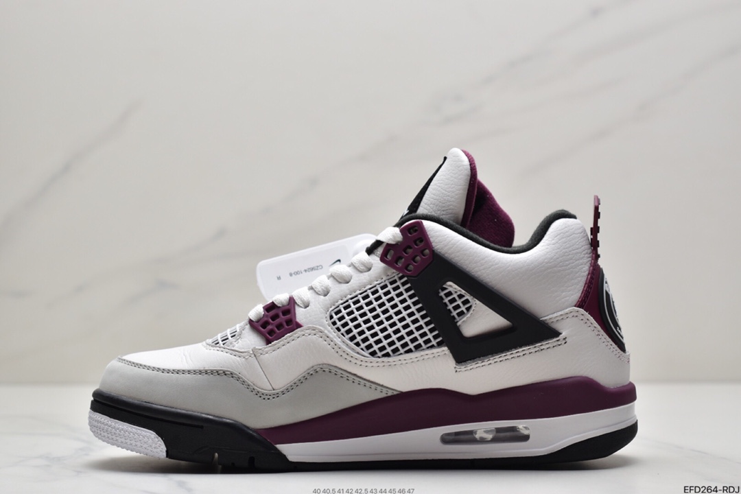 390 乔丹Air Jordan AJ4 Retro PSG 大巴黎白紫红色 巴黎圣日尔曼联名 CZ5624-100