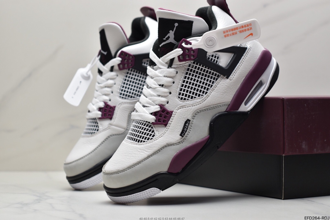 390 乔丹Air Jordan AJ4 Retro PSG 大巴黎白紫红色 巴黎圣日尔曼联名 CZ5624-100