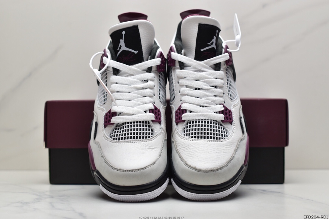 390 乔丹Air Jordan AJ4 Retro PSG 大巴黎白紫红色 巴黎圣日尔曼联名 CZ5624-100