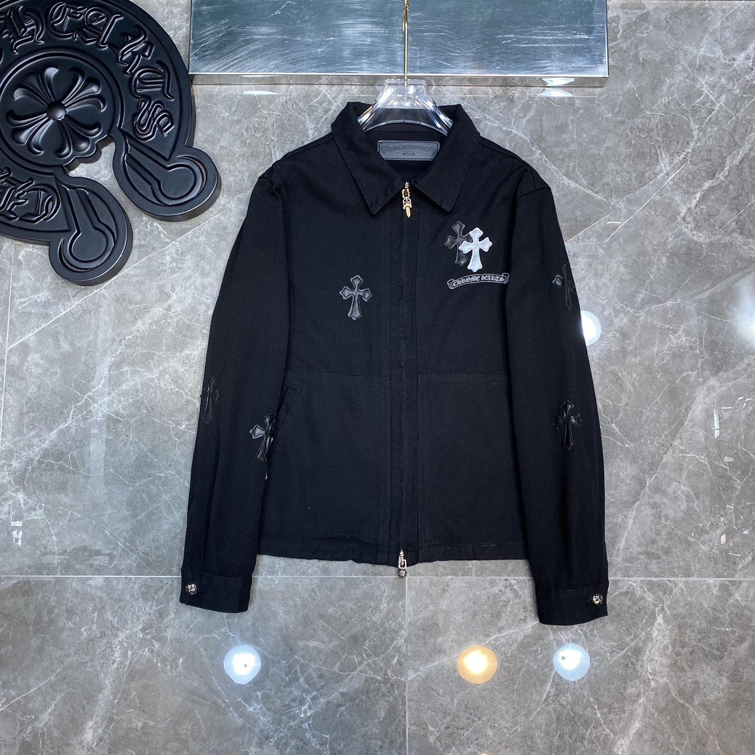 Chrome Hearts Clothing Coats & Jackets Black Embroidery Cotton Denim