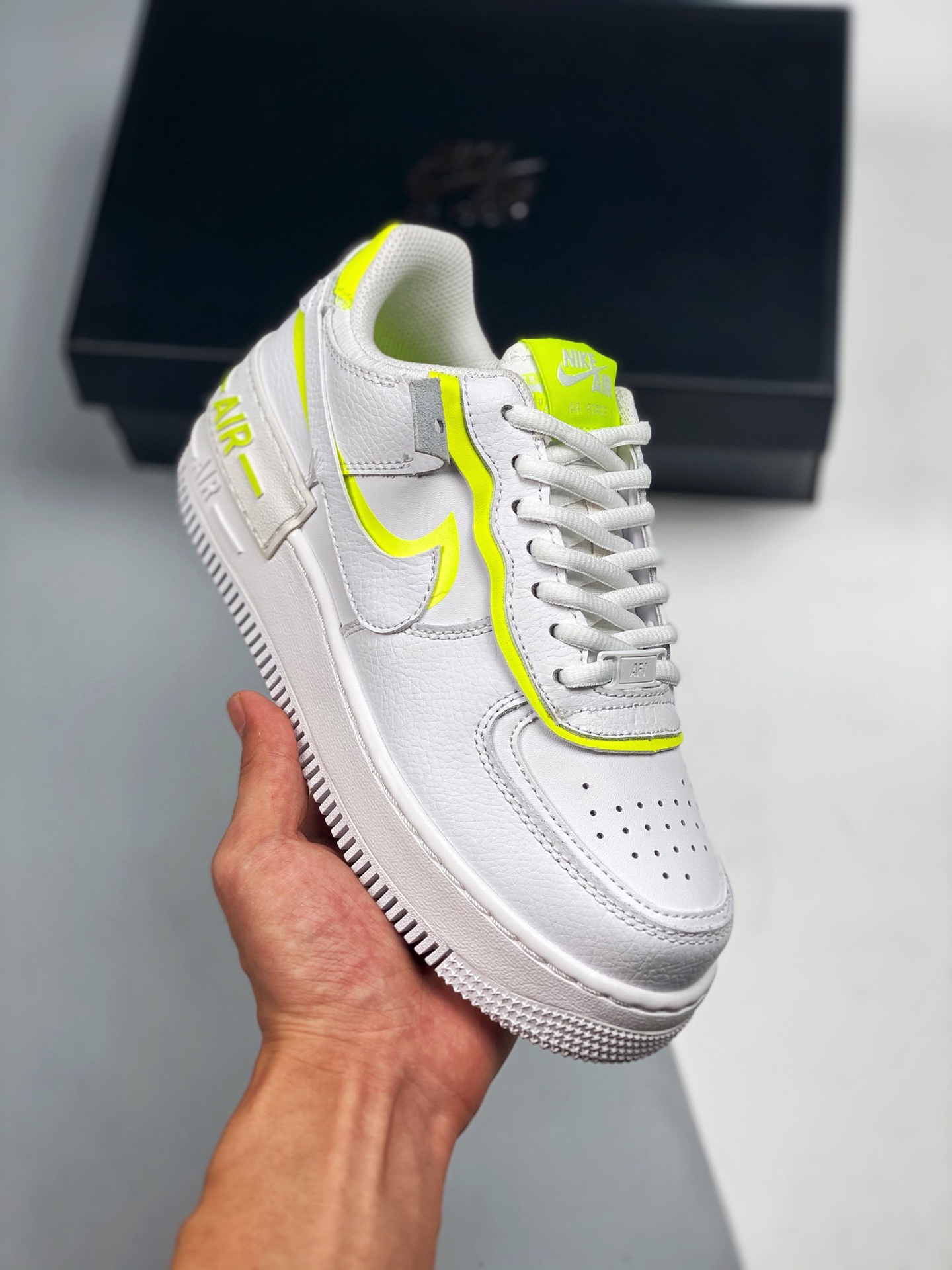 Oferta especial 👋👋 Air Force 1 Shadow blanco y amarillo, ligero, plataforma, versátil, "macaron empalmado", diseño de…