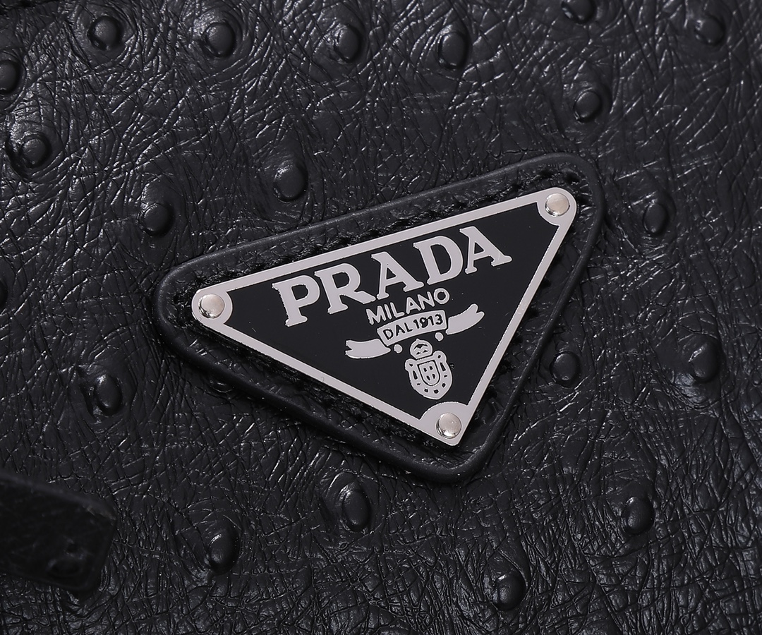 Prada 鸵鸟纹 P家出新款男包鸵鸟纹 内进口羊皮 五金 165代工码 轻便又 男士的需求