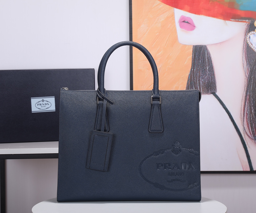 Prada Pra 男士公文包意大利进口Saffiano十字纹
