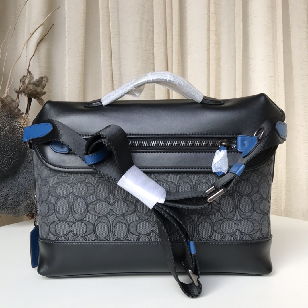 Coach 新款 2665蓝色 /3794老花配色 /2292 黑色LOGO标志 光滑小牛皮 League 邮差包 斜跨骑行包 配长肩带