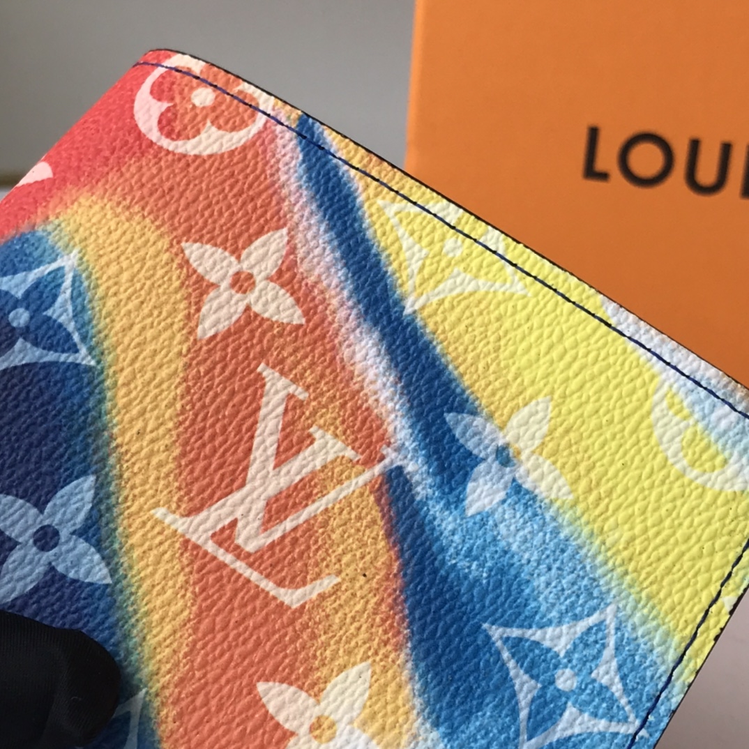 Leather bifold wallet texture close-up