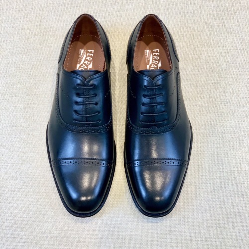 Salvatore Ferragamo Men's Leather Formal Oxford Dress Shoes, Black