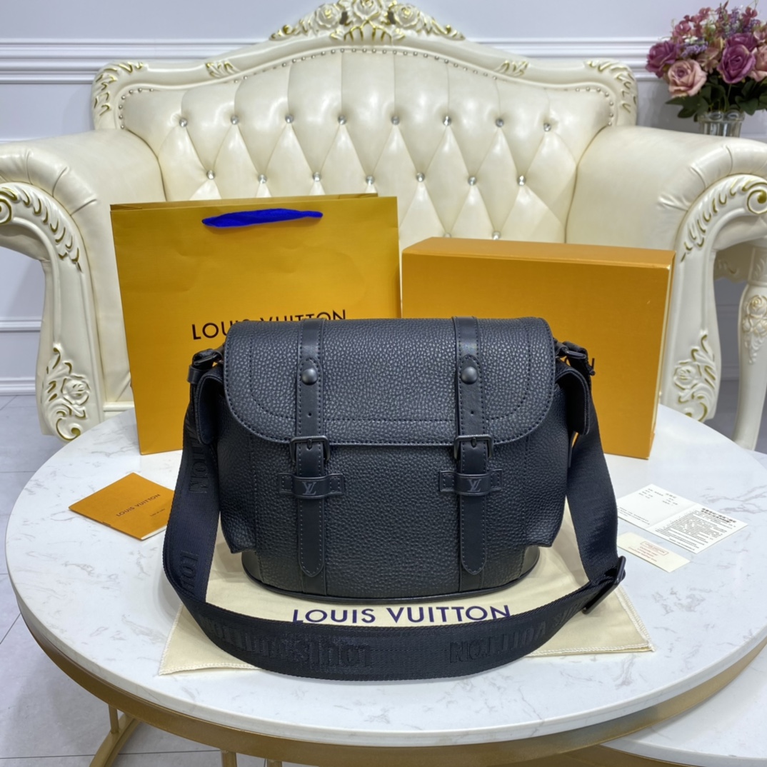 Louis Vuitton Messenger Bags Black Blue White Taurillon M58475