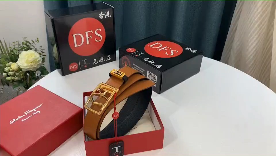 Ferragamo 视频防伪感应入网 菲拉格慕男士皮带 双面使用