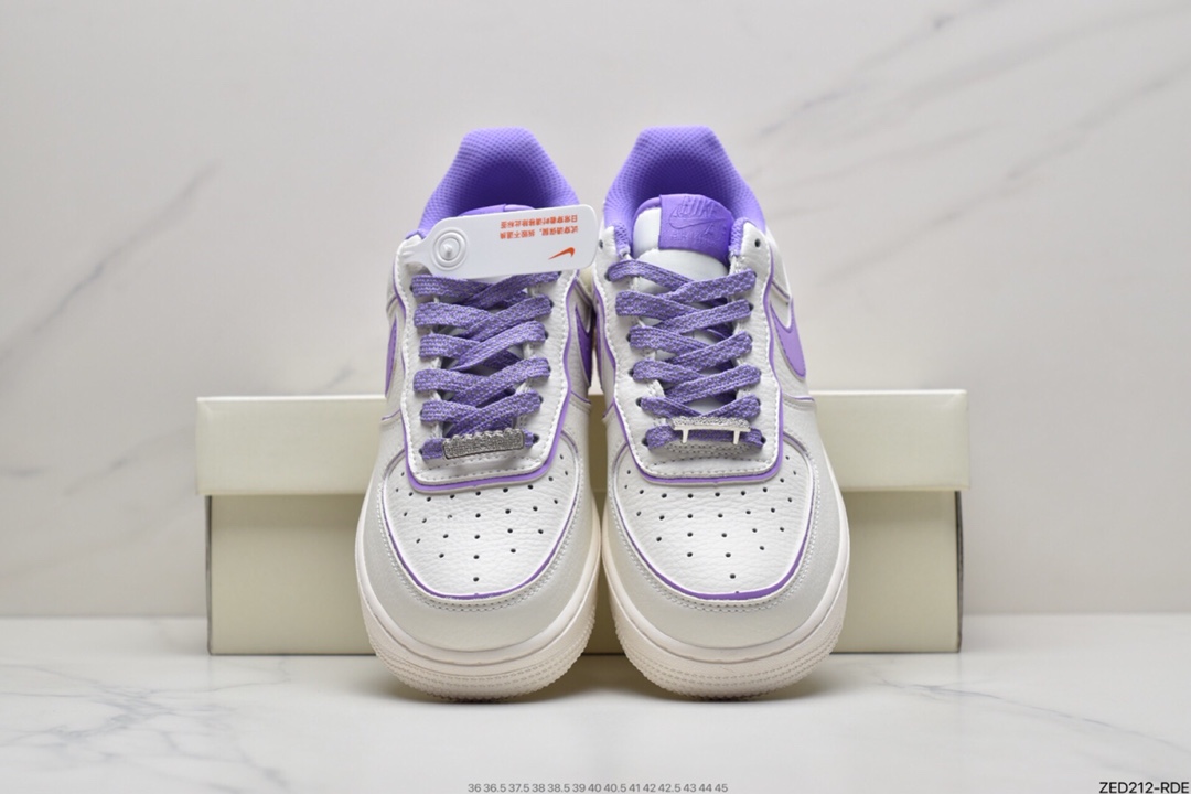 260 耐克NIke Air Force 1 ’07 Low 米白紫炫彩“夜魔侠”空军一号UH8958