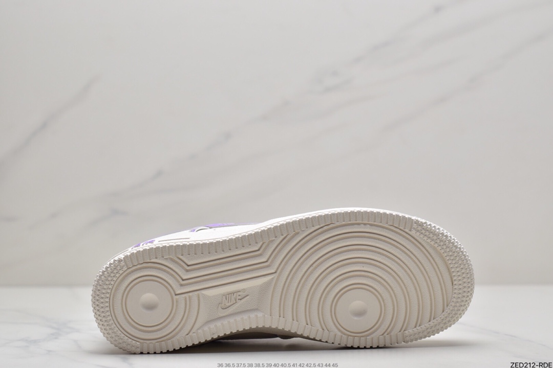 260 耐克NIke Air Force 1 ’07 Low 米白紫炫彩“夜魔侠”空军一号UH8958