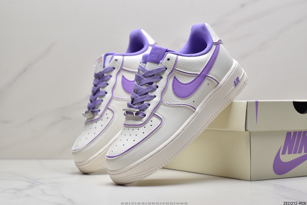 260 耐克NIke Air Force 1 ’07 Low 米白紫炫彩“夜魔侠”空军一号UH8958