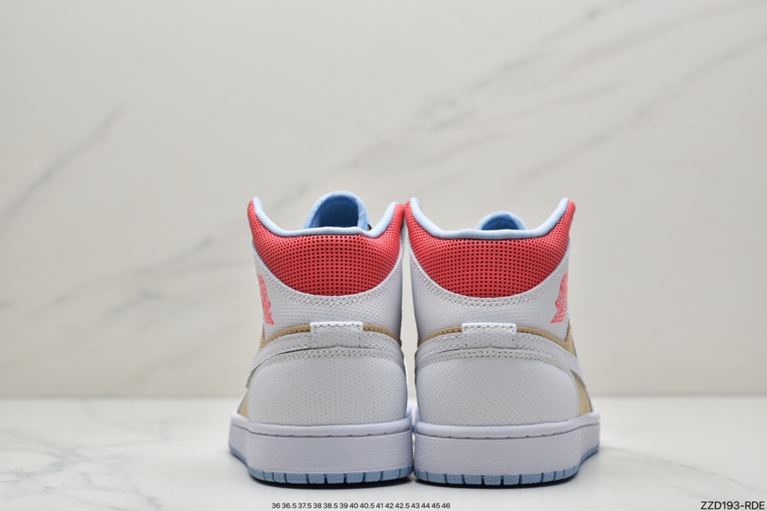 250 Air Jordan 1 Mid“Sesame”冲孔白奶茶鞋CZ0774-200